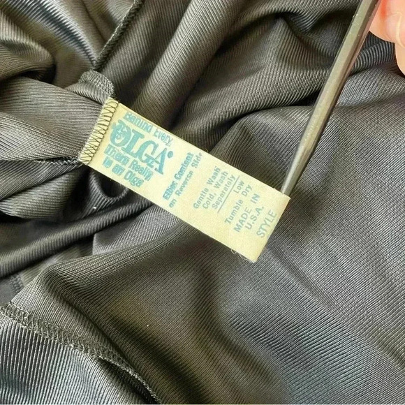 OLGA VINTAGE NIGHTGOWN Black Maxi Full Sweep Glam Goth Slip Sexy Dress Size S - Picture 7 of 9